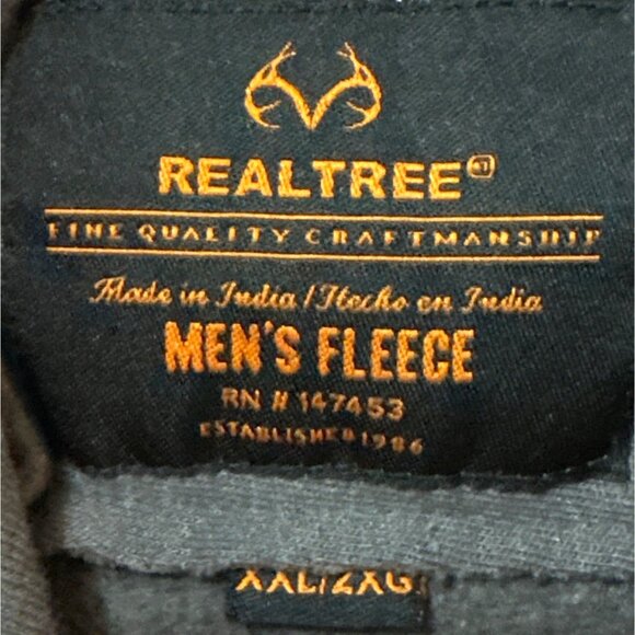 Realtree Mens Fleece Hoodie XL Gray Camouflage Logo Pullover Sweatshirt - Picture 3 of 6